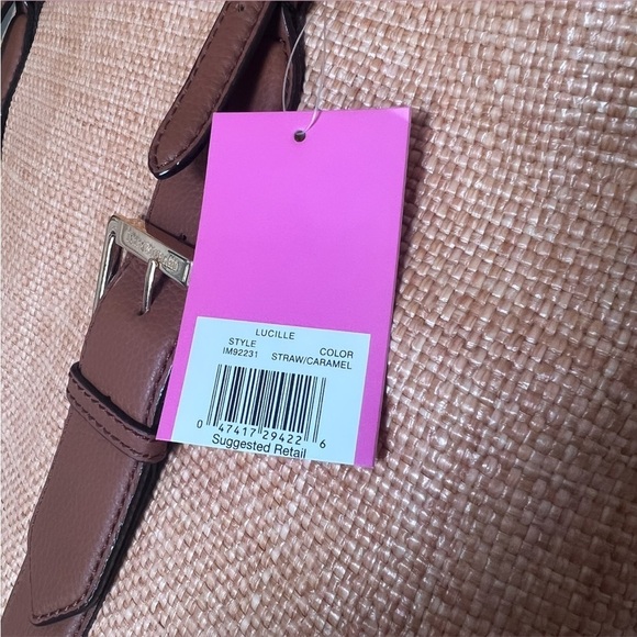 NWT ISAAC MIZRAHI “Lucille” Straw And Brown Leather Large Tote Bag - Picture 14 of 14